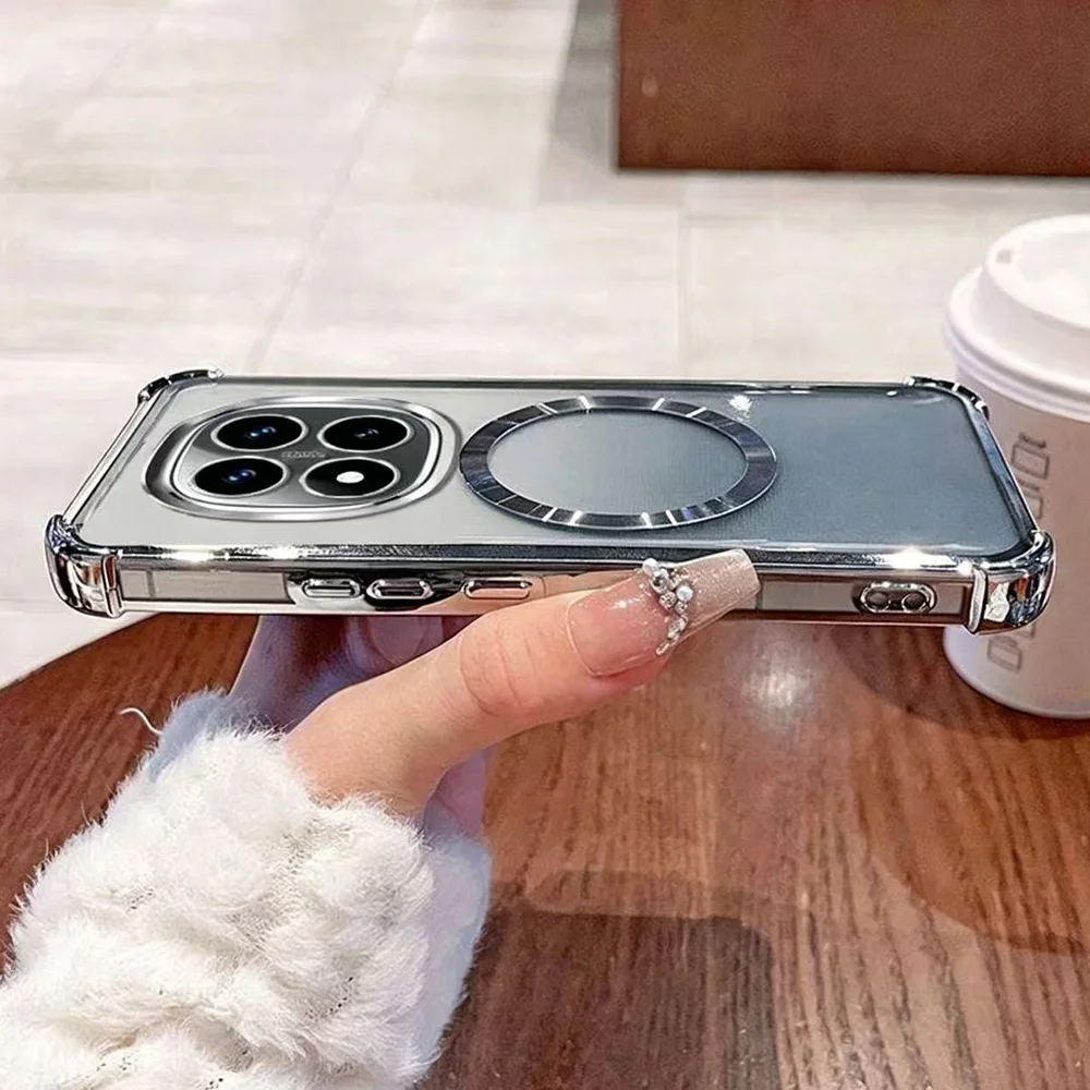 Clear Shockproof Magnetic Case with Wireless Charging Soft Cover