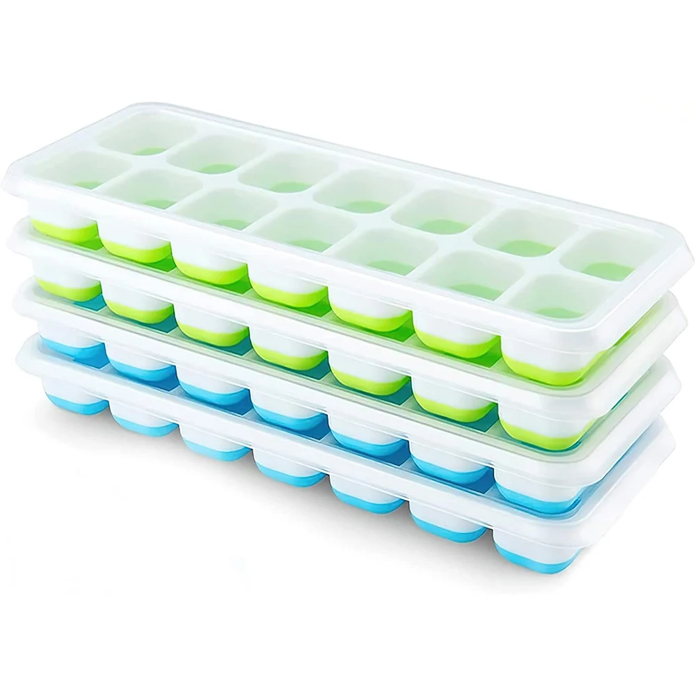 Premium Ice Cube Tray Set with Removable Lid - Easy-Release, BPA-Free, Stackable