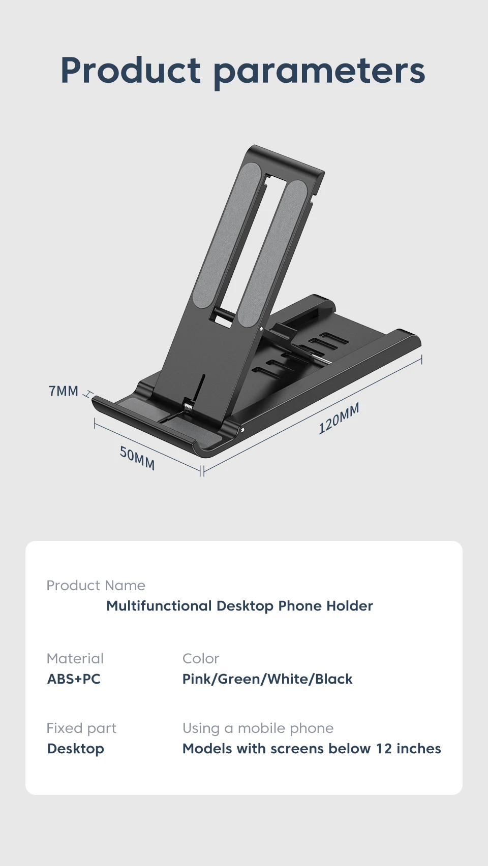 Tischtelefonhalter Halterung Verstellbarer Desktop-Ständer für iPad iPhone Samsung Xiaomi Huawei Faltbarer universeller Handy-Ständer – Detail 11