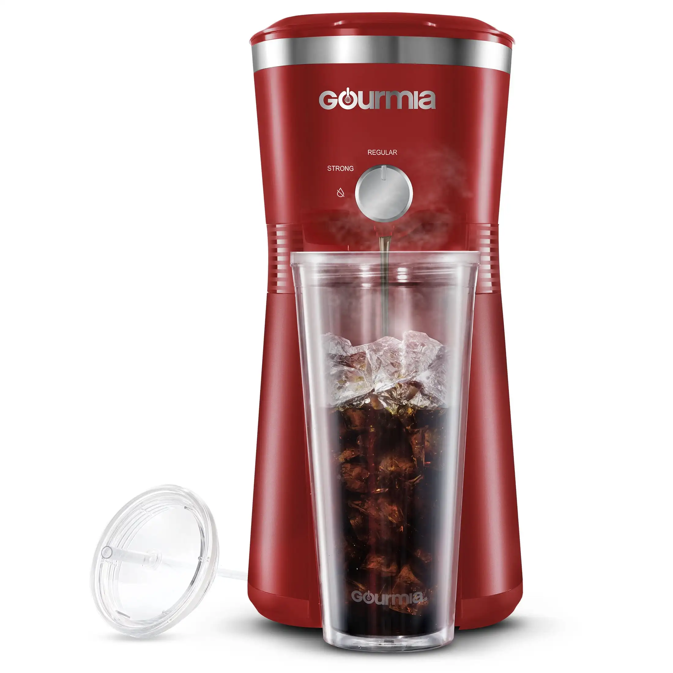 

Gourmia Iced Coffee Maker with 25 fl oz. Reusable Tumbler, Red