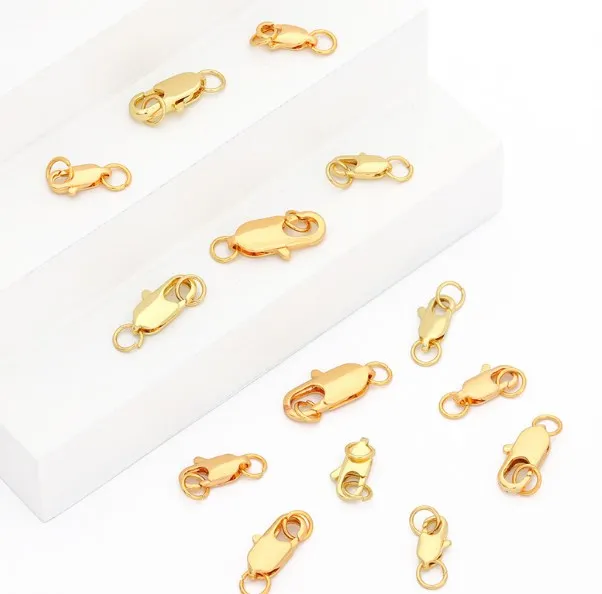 

2pcs Gold Plated Brass Lobster Clasps For Jewelry Making, End Beads Cap Connector DIY Accessories
