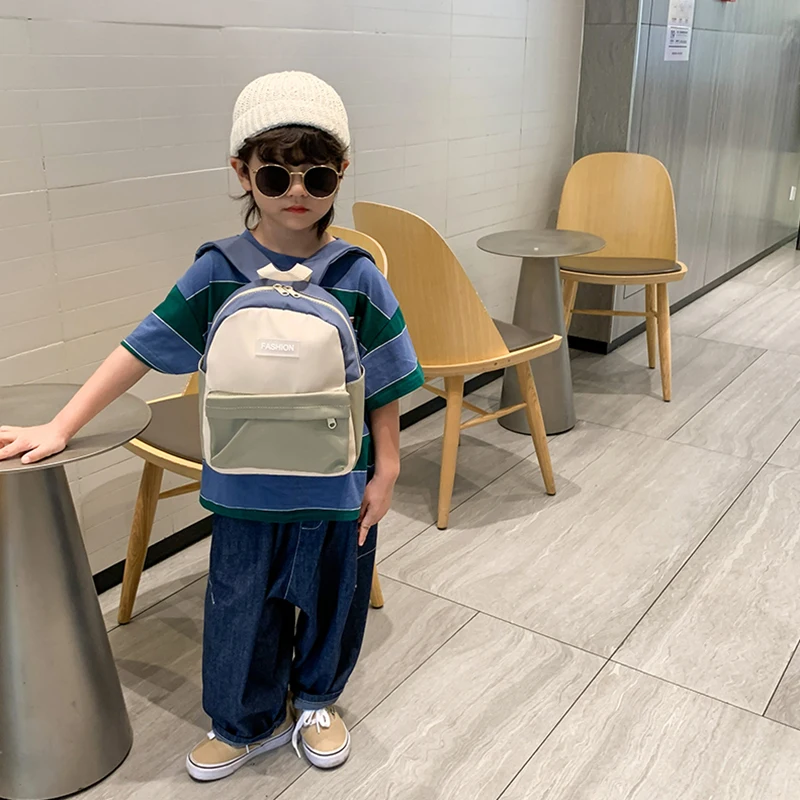 Casual Children's Backpack  New Korean Style Trendy Little Boy Kindergarten Bag Small And Medium Class Baby Double Should... - 2