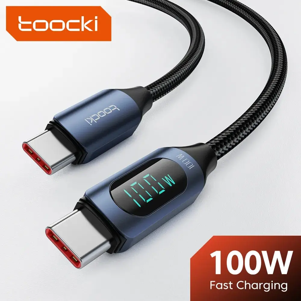 Toocki-Cable de carga rápida tipo C a tipo C, 100W, PD, USB C a USB C, Cable de pantalla para Xiaomi POCO F3, Realme, Macbook, iPad