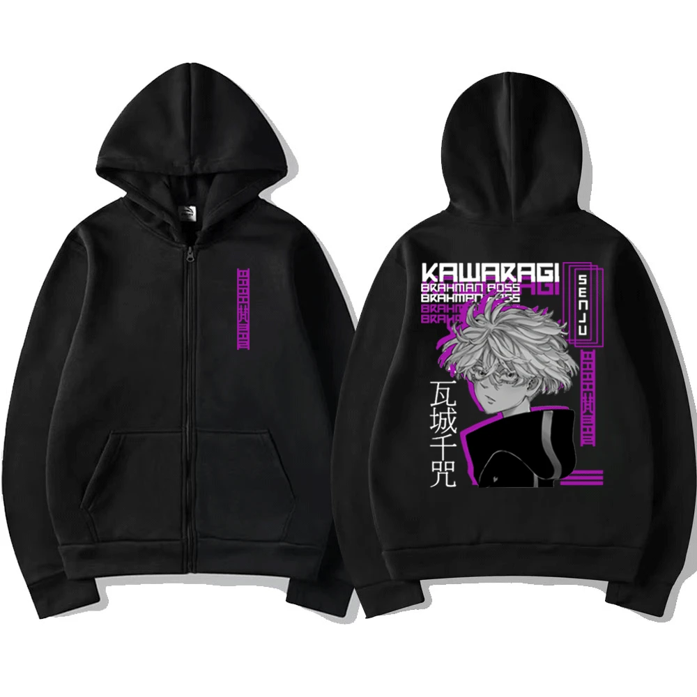 

Japan Anime Tokyo Revengers Zipper Hoodie Kawaragi Senju Print Hooded Sweatshirt Coat Harajuku Streetwear Pullover Jacket Unisex