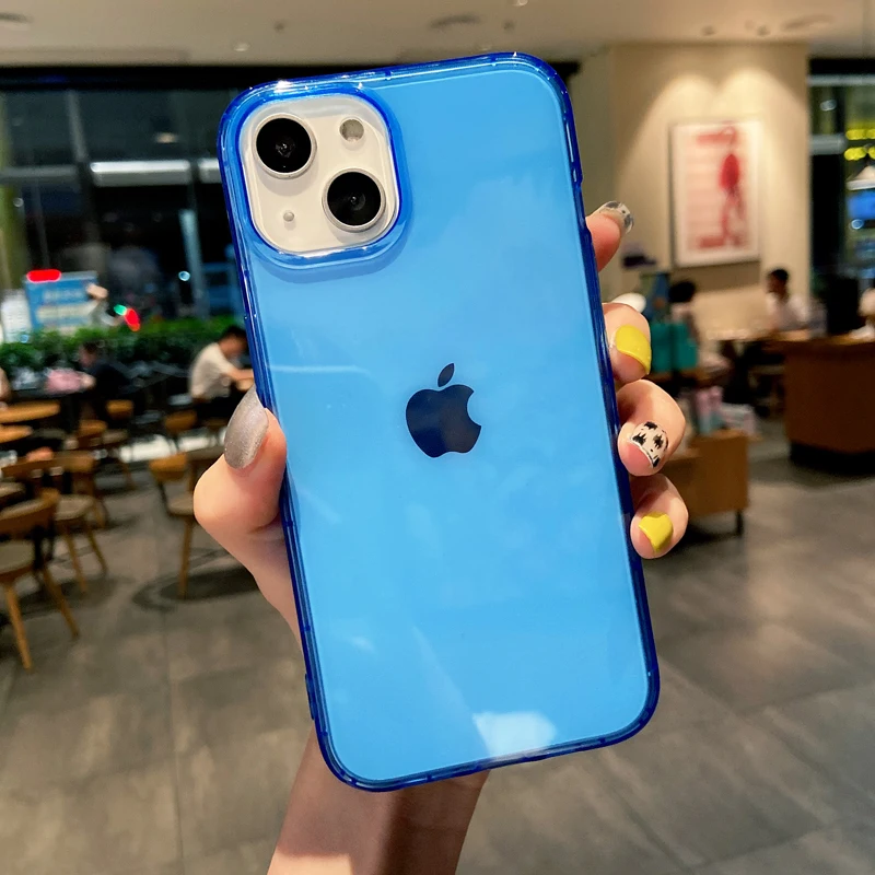 thumbnail image 1 of Fluorescent Color Transparent Phone Case For iPhone 15 14 Plus 11 12 13 14 15 Pro Max X XR XS Max 7 8 Plus Soft Shockproof Cover, 1 of 5