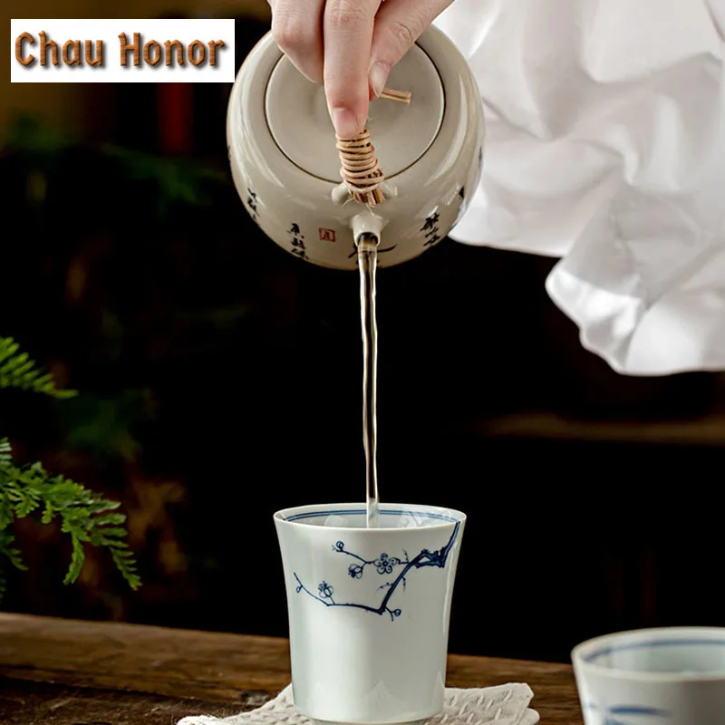 2pc/Set 100ml Hand Painted Flower Art Tea Cup Blue And White Ceramic Tea Maker Personal Master Smell Cup KungFu Teaware Ceremony