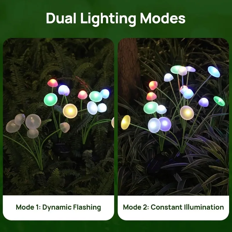 LED Solar Garden Lights Waterproof Mushroom Design for Yard Patio Pathway