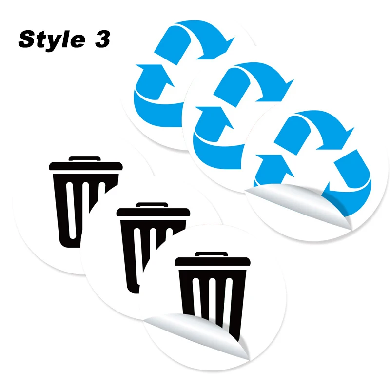 Trash can sticker 6 Pcs 5inch PVC trash bin classification sticker home self-adhesive is recyclable classification sign trash can decal