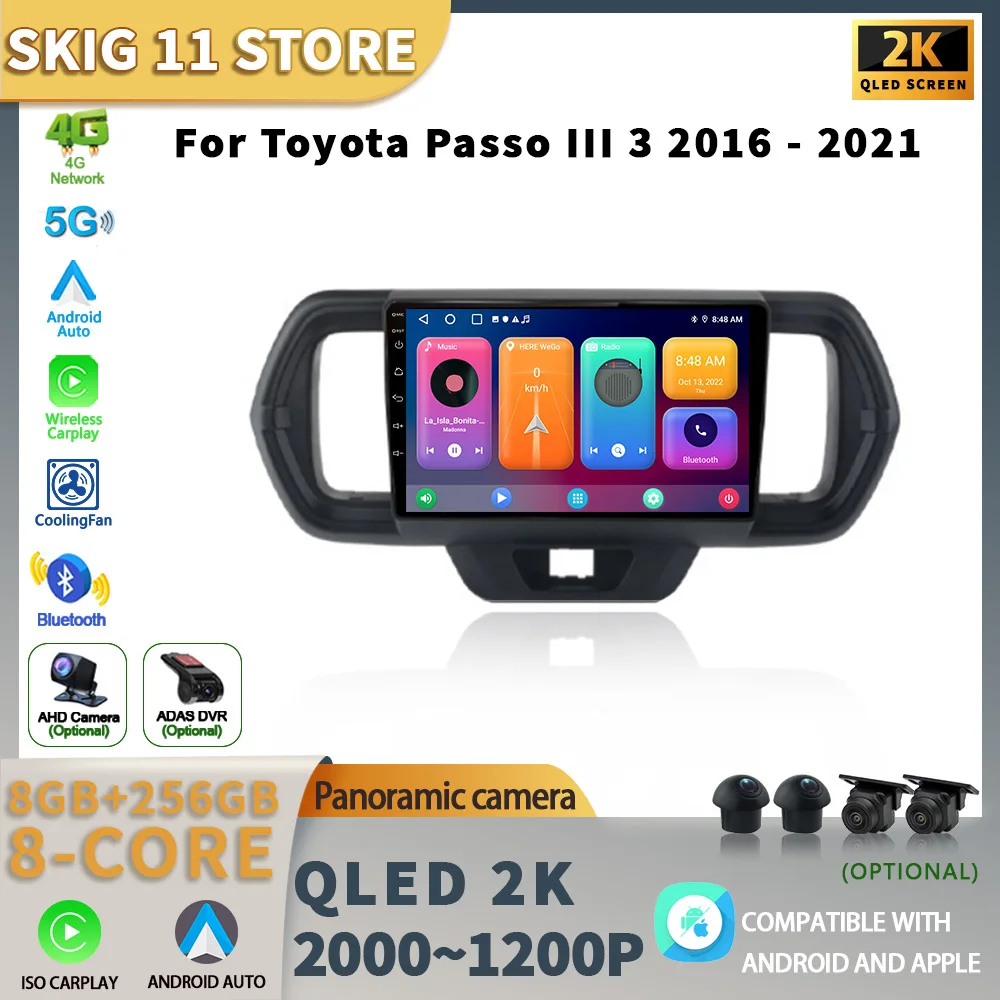 

Android Auto For Toyota Passo III 3 2016 - 2021Car radio Stereo Unit Multimedia Android13.0 Video Player 4G GPS Wireless Carplay