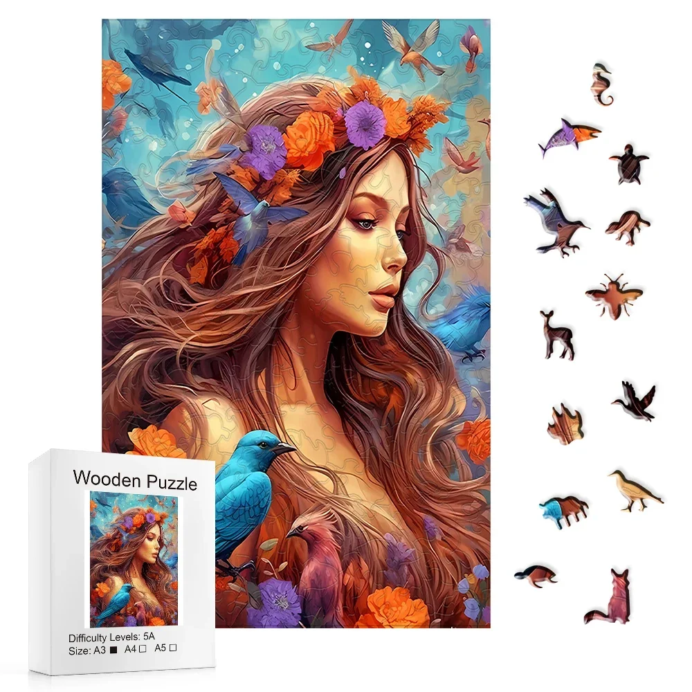 

Wooden Jigsaw Puzzles for Adults Kids, Girl and Animals-wooden Jigsaw Puzzle Art, Unique Animal Shaped Pieces, Diy Leisure Game