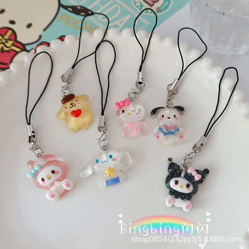 

Anime Cinnamoroll Keychain Sanrio Cartoon Figure Hello Kitty Kuromi Model Pendant Kawaii Mobile Phone Rope Girls Gifts