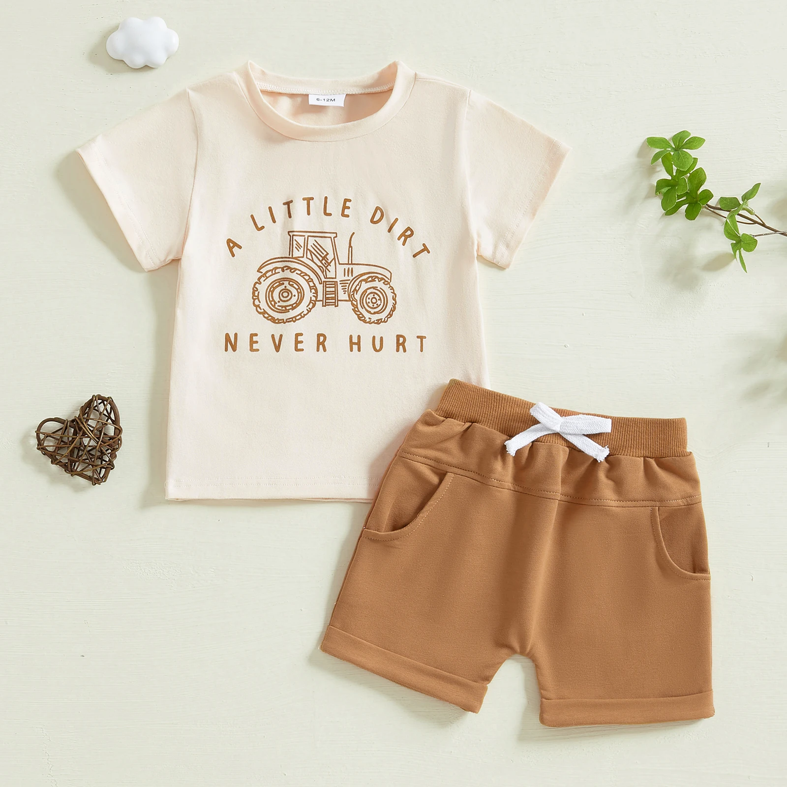 FOCUSNORM 0-4Y Infant Baby Boys Summer Casual Clothes Sets 5 Colors Cartoon Letter Print Short Sleeve T Shirts Solid Shorts