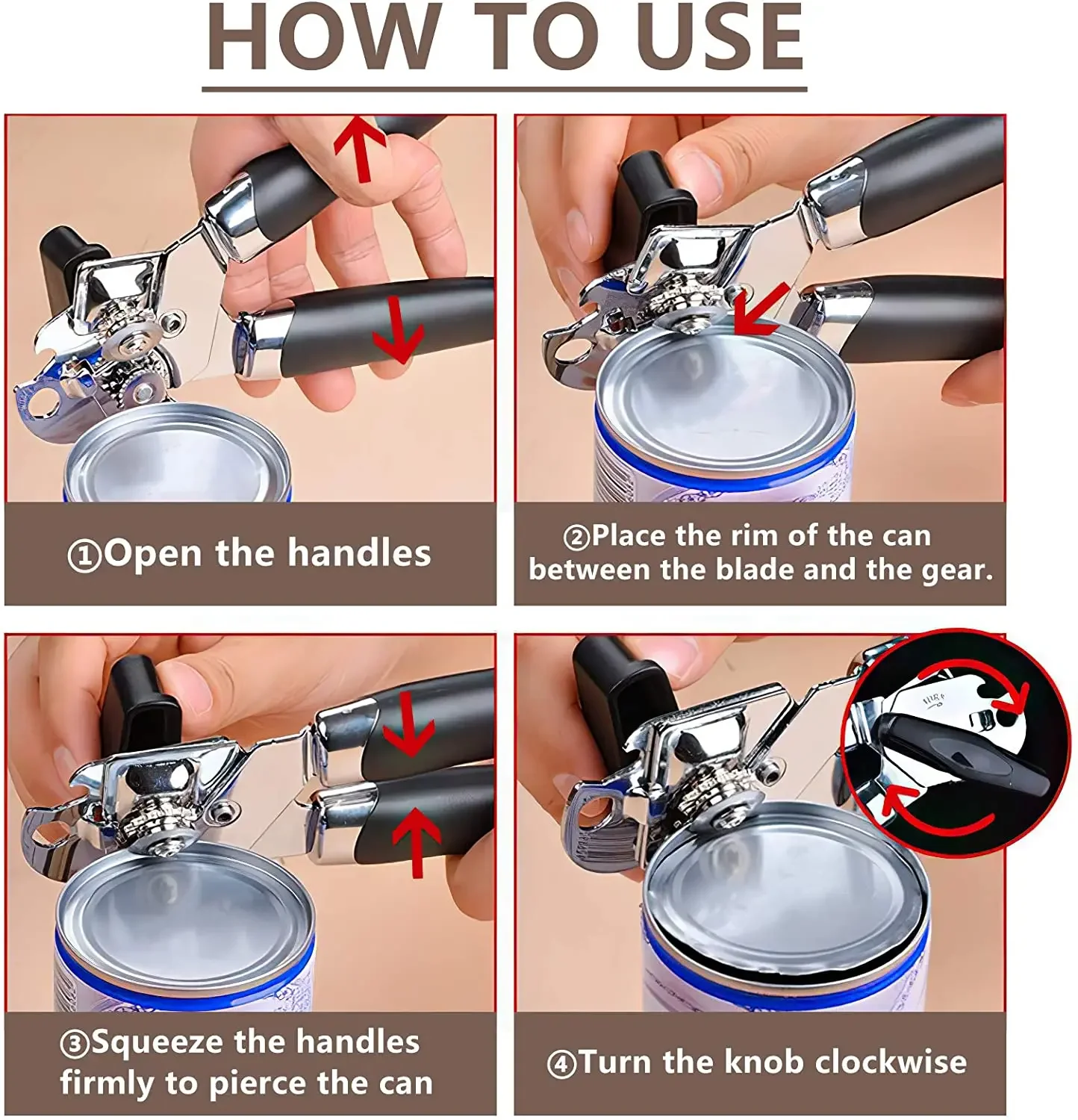 Can Opener Professional Tin Manual Multifunctional Stainless Steel Beer Grip Opener Side Cut Cans Bottle Kitchen Gadgets