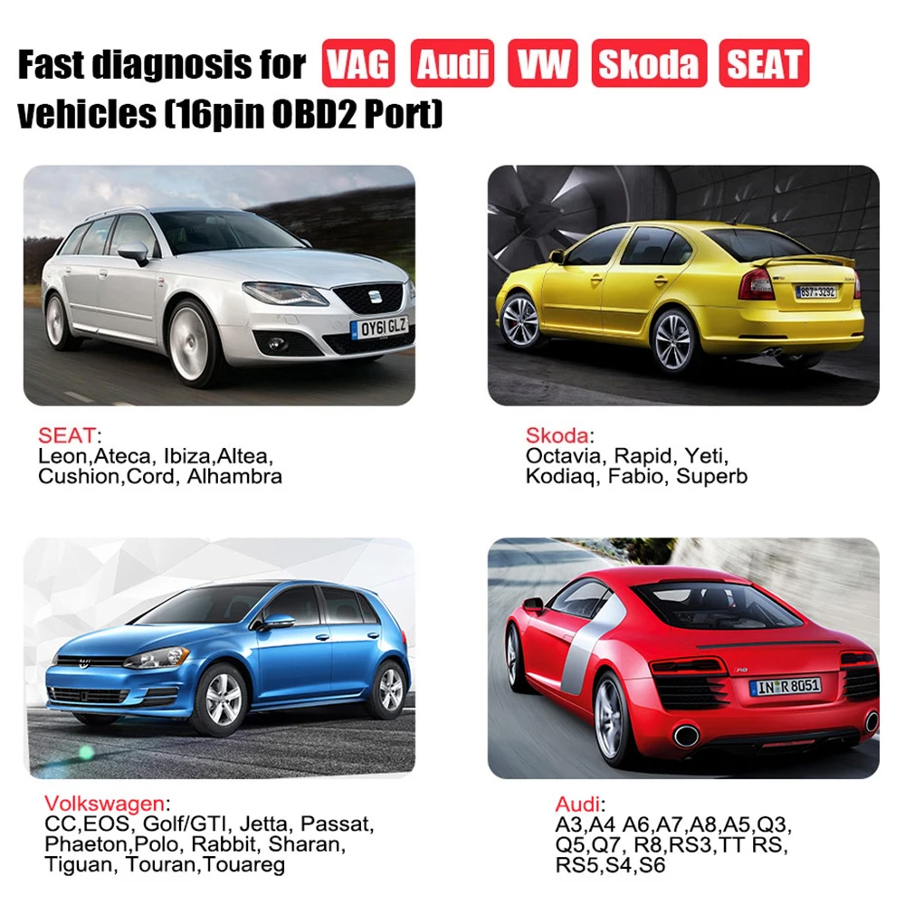 Autophix V007 OBD2 Automotive Scanner Car Diagnostic Tool for Golf 4//5/6/7 T5 Polo Passat b5 b6 ABS EPB Oil Reset Scan Tool 5