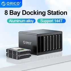 ORICO NS800C3 3.5'' 8 Bay Type-C HDD Enclosure SATA To USB 3.1 HDD Docking Station Support 128TB 5Gbps UASP HDD Case