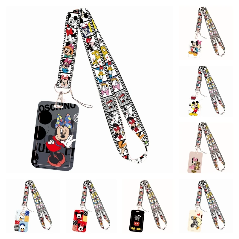 Vertical Card Holder Disney Mickey MouseDaisy Duck Certificate Holder Neck Strap Keychain ID Access Rope Strap 1