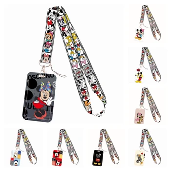 Vertical Card Holder Disney Mickey MouseDaisy Duck Certificate Holder Neck Strap Keychain ID Access Rope Strap 1