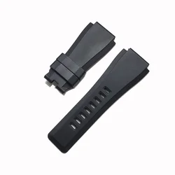 Convex Silicone Rubber Men's Watchband - Black Grey, Soft Waterproof Strap, 34mm*24mm for 34-24mm (Black no buckle)