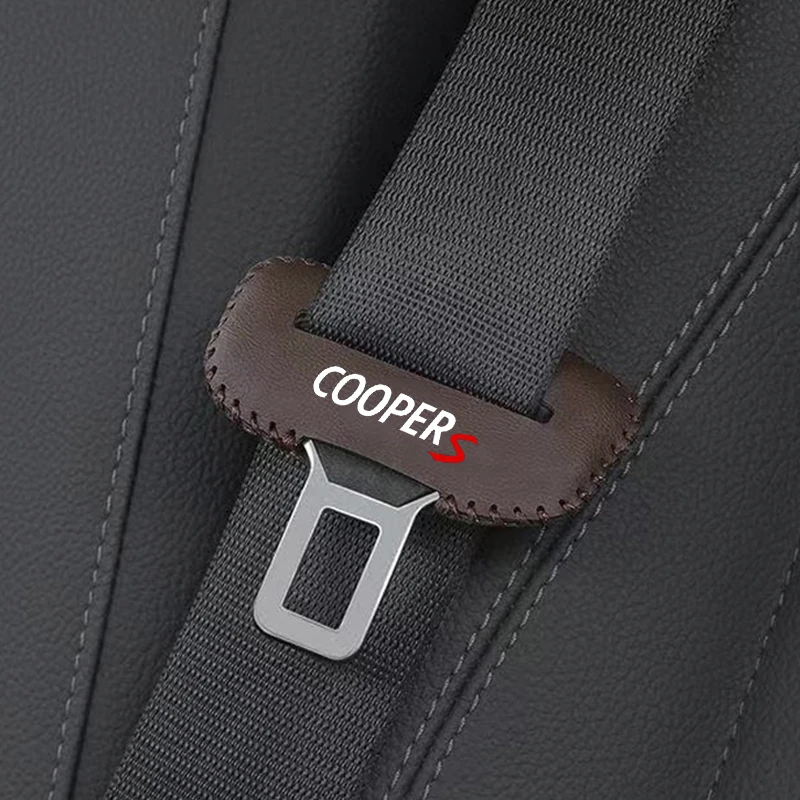 Car Seat Belt Buckle Cover Leather Protector Anti-collision Case 2pcs for BMW Mini Cooper Works R55 R56 R50 R53 R60 R61 F54 F55 seat belt covers seat belt protector