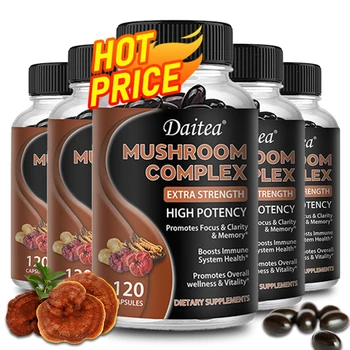 Strength Brazil Mushroom Capsules -Lions Mane Cordyceps Reishi - Brain Supplement for Memory and Focus Relief Stress Better Mood 1