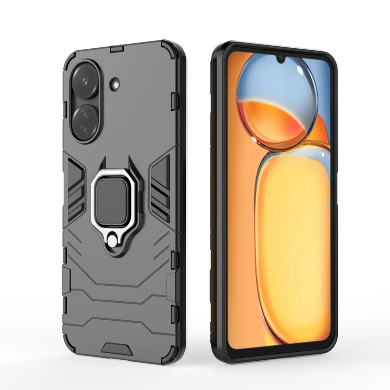Durable Armor Magnetic Ring Holder Case with Stand for Smartphone Protection
