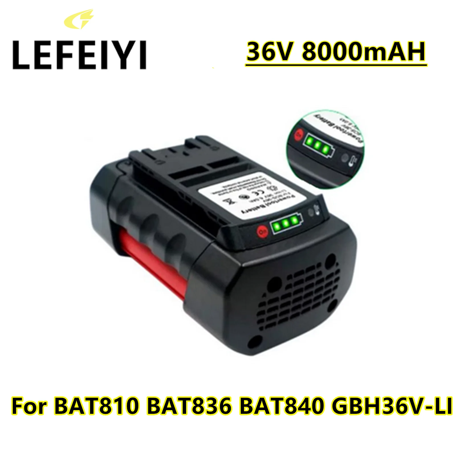 

36V 8000mAh Li-ion Replacement Cordless Power Tools Battery for Bosch 8.0A BAT810 BAT840 2607336173 D70771 GBH 36V-LI 36VF-LI