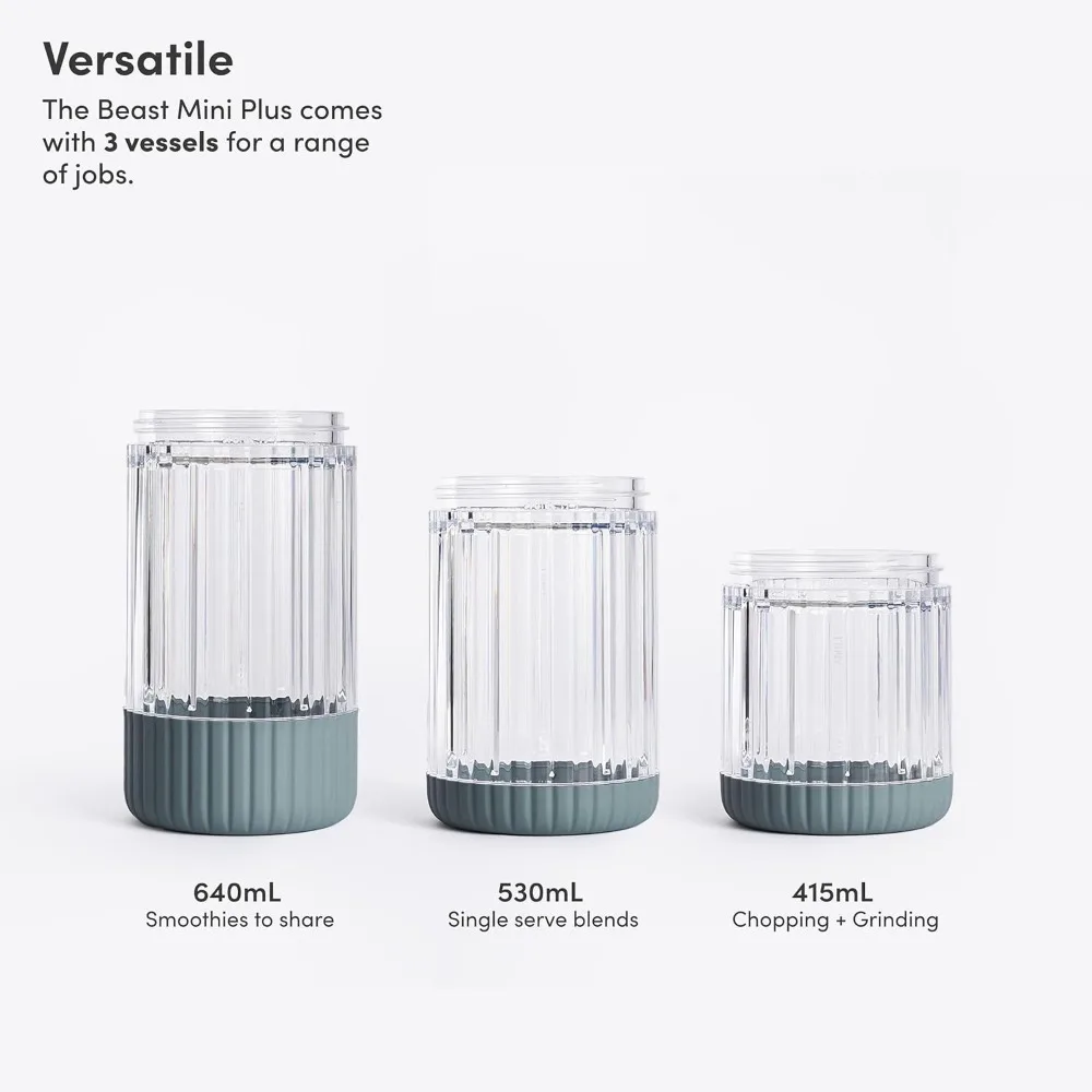 The Beast Mini Blender Plus | Mini Countertop Kitchen Blender | Blend Smoothies and Shakes, Dressings, Sauces, Dips | Extra Vess