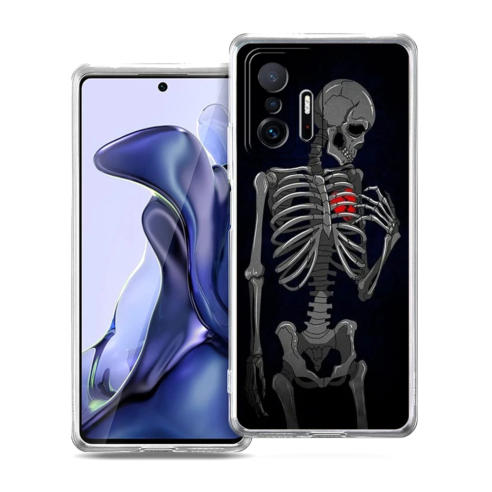Red Love Skeleton Diagram Transparent Phone Case