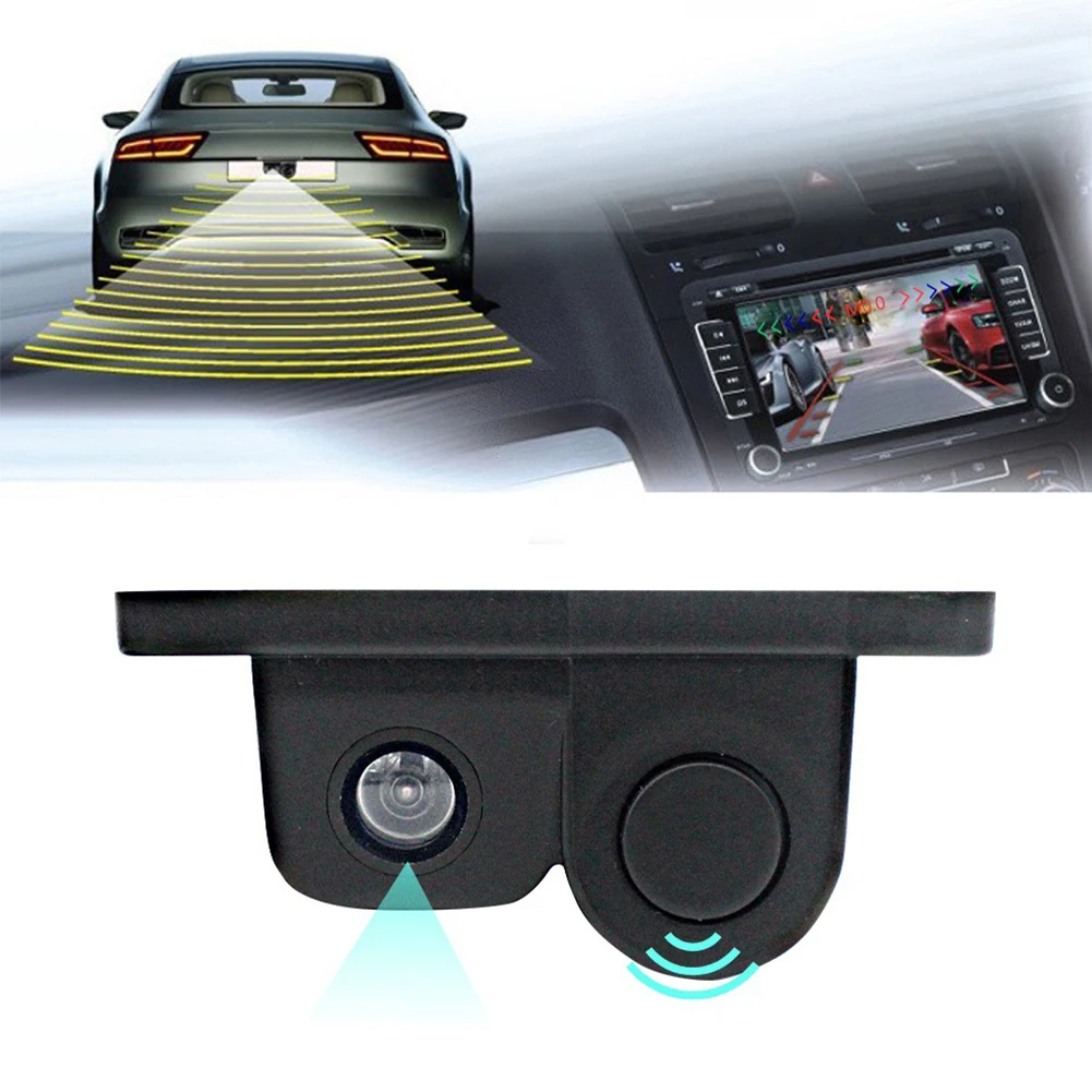 

2in1 Car Parking Reversing Sensor Rear View Backup Camera Kit Night Vision Waterproof Rear View Camera Lens PAI/NTSC