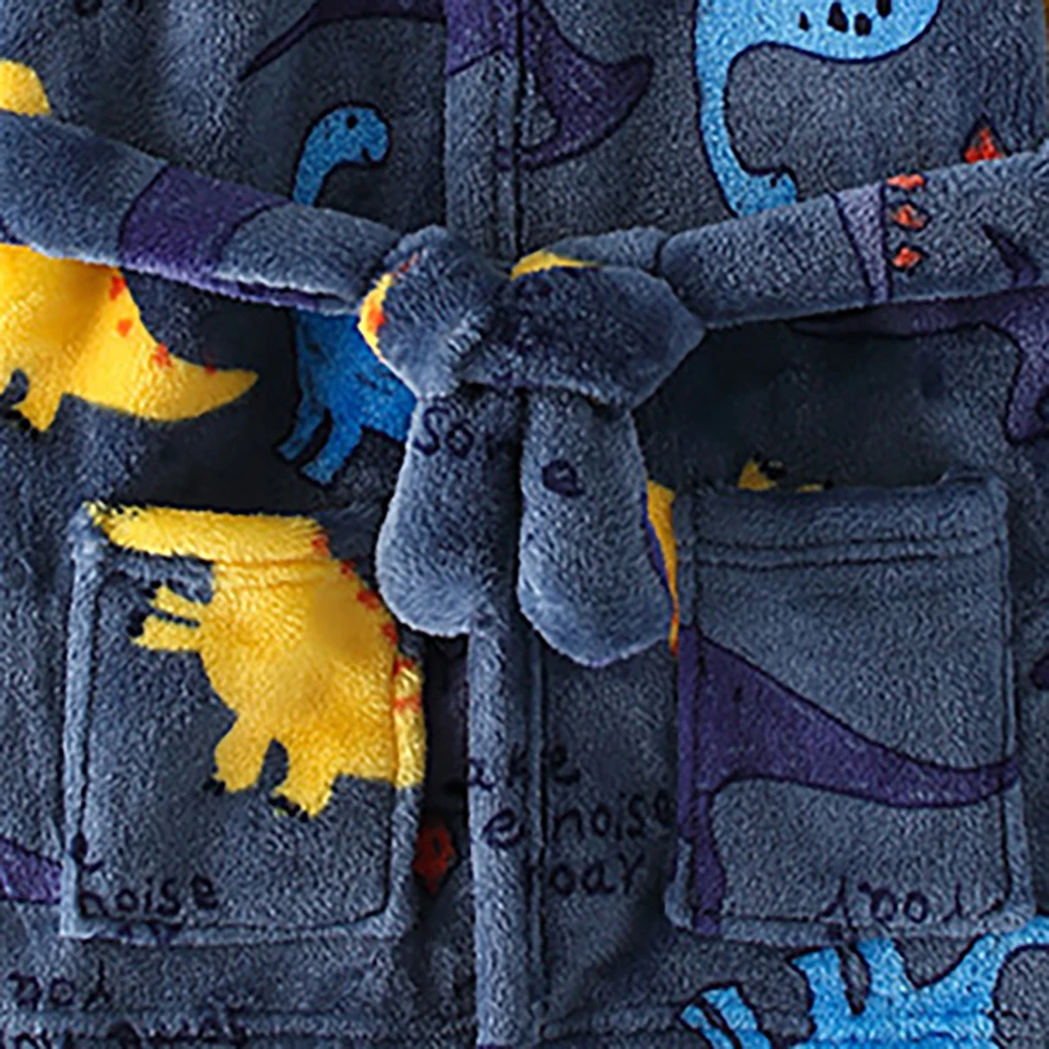Children Hooded Flannel Bathrobe Robes Cartoon print pattern Boys and Girls Home Wear Sleepwear
