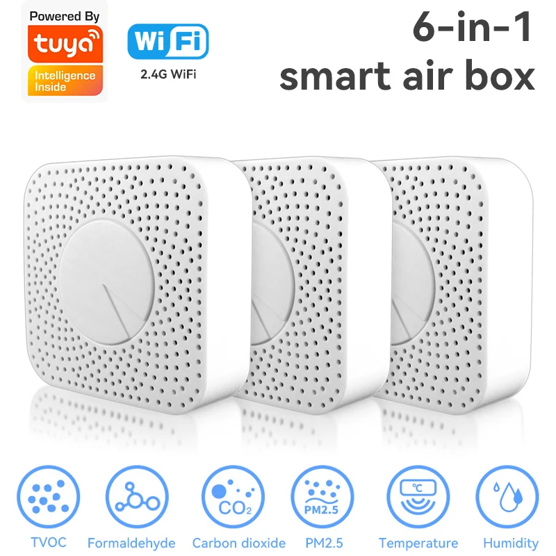 Intelligente luchtkwaliteitsmonitor: de Zigbee binnenluchtkwaliteitsmonitor detecteert CH2O, CO2, CO2-concentratie, temperatuur en vochtigheid, thermometer en vochtigheid