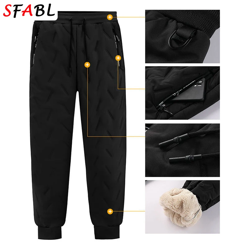 Winter Thicken Fleece Trousers Men Winter Pants for Men Sweatpants Windproof Waterproof Thermal Warm Joggers Pants Man M-XXXL 6