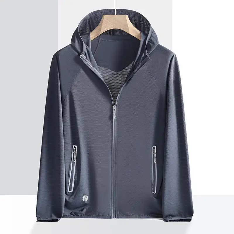 thumbnail image 1 of Chaquetas de protección solar para hombre con capucha de secado rápido UPF50 + verano seda de hielo protección solar UV abrigo ultrafino chaquetas de pesca para deportes al aire libre, 1 of 4