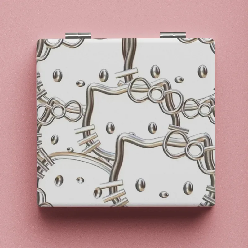 מראה קוסמטי עם דוגמה חדשה של הלו קיטי לתיקון איפור קרטון קומיקס, מתנה כפולה לחופשה לבנות