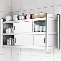 Modern Stainless Steel Kitchen Cabinets Wall-mounted Storage Cabinets Minimalist Multi-functional Home Hanging Kitchen Cabinet 2
