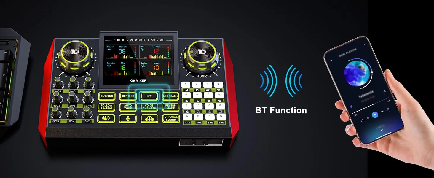 soundcard for live streaming gaming audio mixer pc bluetooth audio mixer