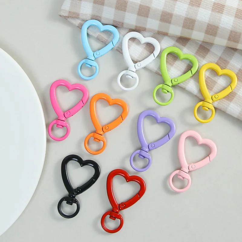Metal Heart Lobster Claw Clasps 5pcs Swivel Lanyards Trigger Snap Hooks Strap for Jewelry Making DIY Bags Keychain Key Rings