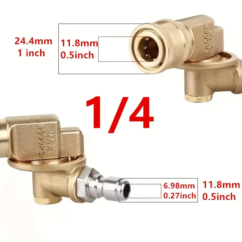4500PSI High-Pressure Rotating Nozzle, 5 Adjustable Angles, Brass Quick Connect, 180° Rotation for Tight Spaces & Cleaning 2