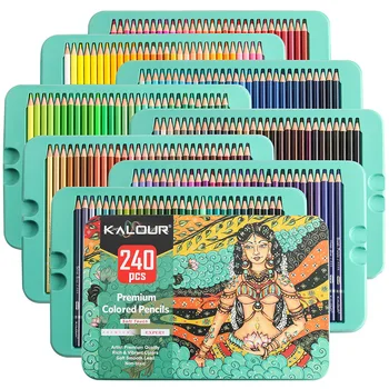 Matite colorate professionali KALOUR, Set di 50/72/120/180/240 colori, anime morbide per artisti con colori vivaci, ideali per disegnare schizzi