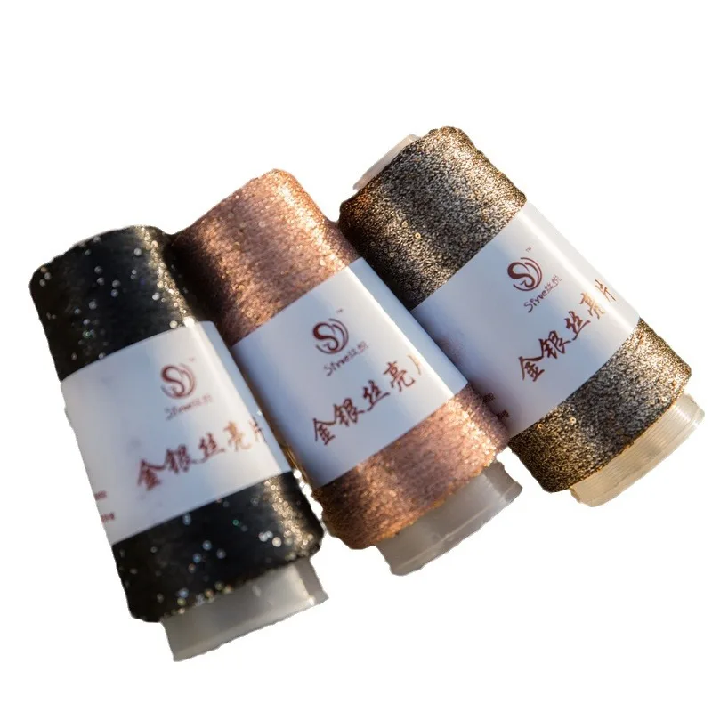 50g diy hand-woven sweater thread magic color gold and silver silk sequined thread wrapped flower colorful companion wiring