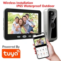 Tuya Smart Life 1080P WiFi Video Doorbell Battery 100% Wireless Door Intercom System PIR Outdoor Camera 5Inch Monitor Screen