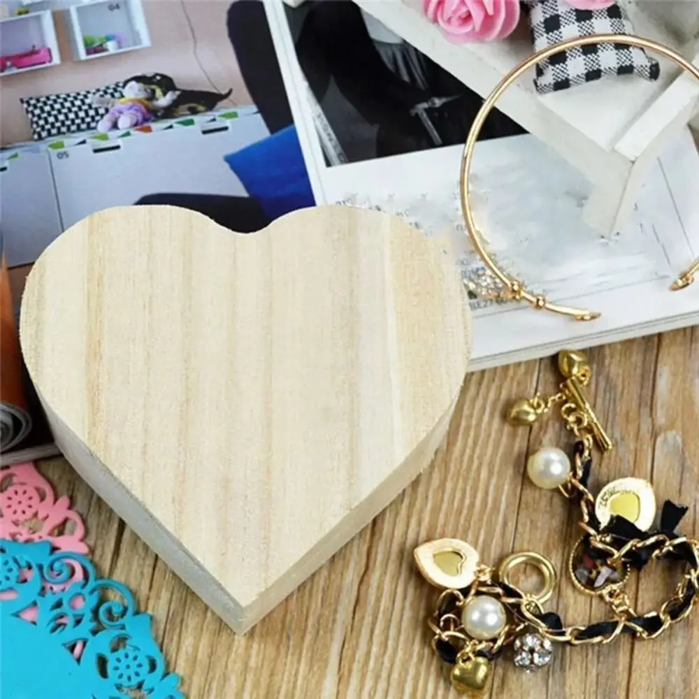 Retro Wood Wood Storage Box Heart Shape Orginal Gift Wrapping Box Wood Box 6