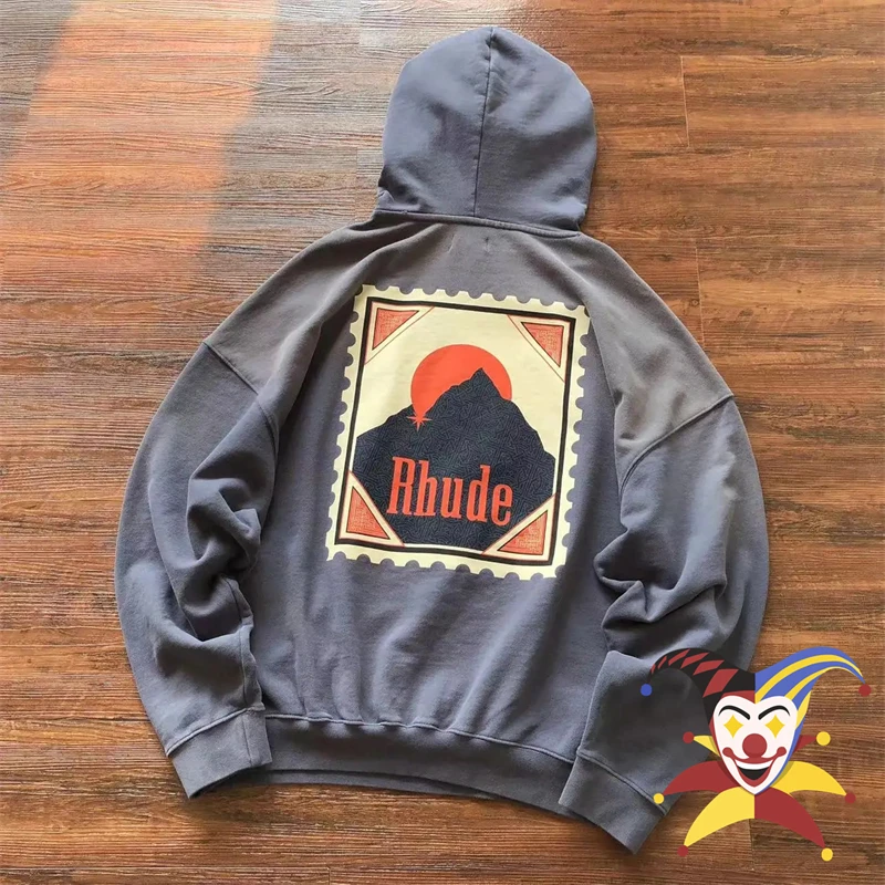 

Washed Moonlight Rhude Hoodie Men Women 1:1 Best Quality Heavy Fabric Vintage Pullover