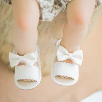 Newborn Classic Walking Shoes Summer Girls Breathable Sandals Pure Color Bowknot Garden Shoes Anti-slip Rubber Sole Baby Shoes 6