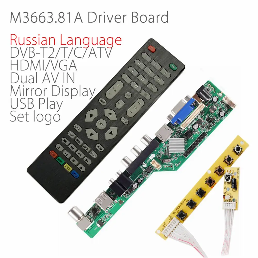 Universal Scaler Kit 3663 TV Controller Driver Board Digital Signal DVB-C DVB-T2 DVB-T Universal LCD UPGRADE 3463A With Lvds digital tv decoder tv tuner digital tv converter box