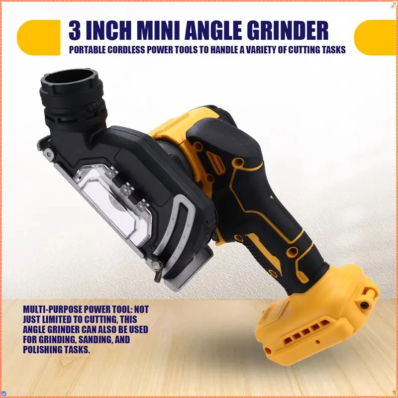 Dewalt 3 인치 미니 앵글 그라인더 무선 전기 컷오프 도구 Dewalt 18V- 20V 배터리 용 원형 톱 전동 공구 절단