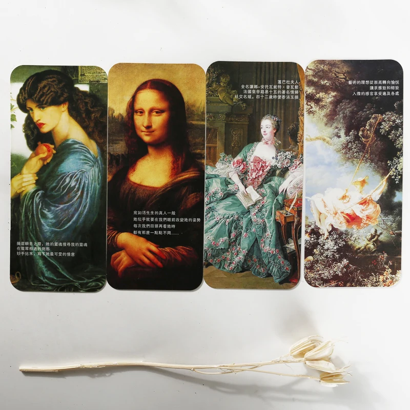 World Famous Painting Retro Cardboard Bookmark Mona Lisa Book Holder Gift Stationery 10 Pcs/Set floral painting bookmark,bookmarks stationery supplies
