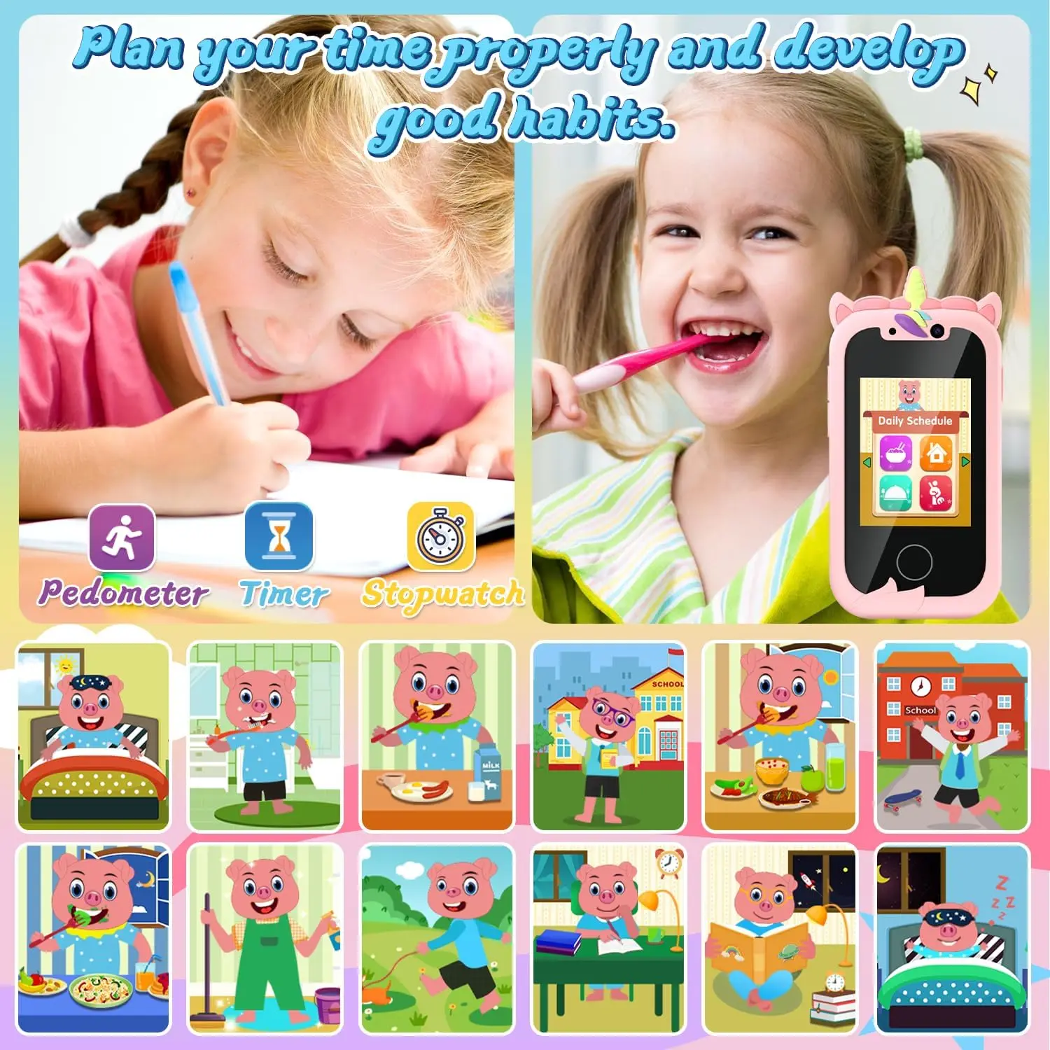 Kids Smart Phone Camera Toys Touchscreen Learning Toy for 3-12 Year Old Boys Girls Phone MP3 Player Christmas Birthday Gifts 3