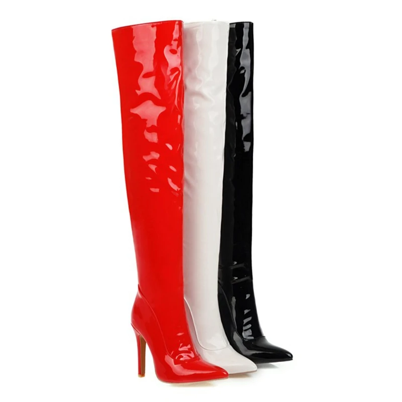 Women's Plus Large Big Size 48 Over The Knee Boots 11cm Stiletto Thin High Heel Sexy Party Boots Botins