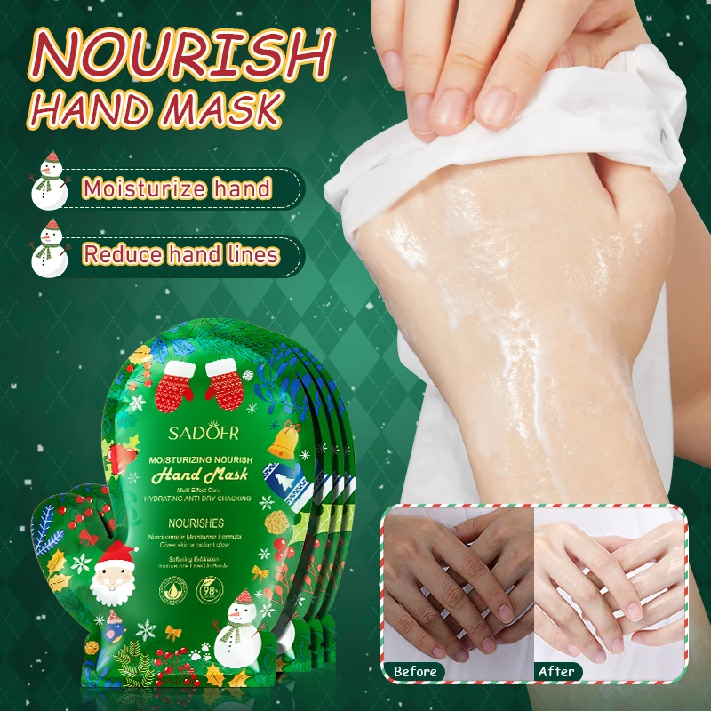 5 Pairs SADOER Christmas Whitening Foot Mask Foot Exfoliating Masks Moisturizing Anti-aging Hand Mask Exfoliator Skin Care